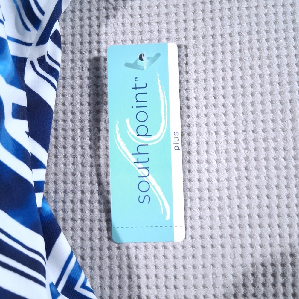 South Point Plus Geometric Tankini Set Blue White Pink 22W Top 16W Shorts NWT - Picture 13 of 16